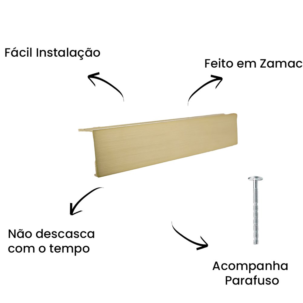 Puxador Sobrepor Sottile 160MM Gold Escovado -Zen Design Único