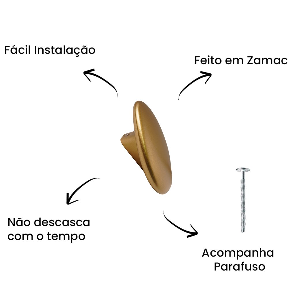 Cabide Seixo G Dourado Matte BA0645 - Zen Design - Único